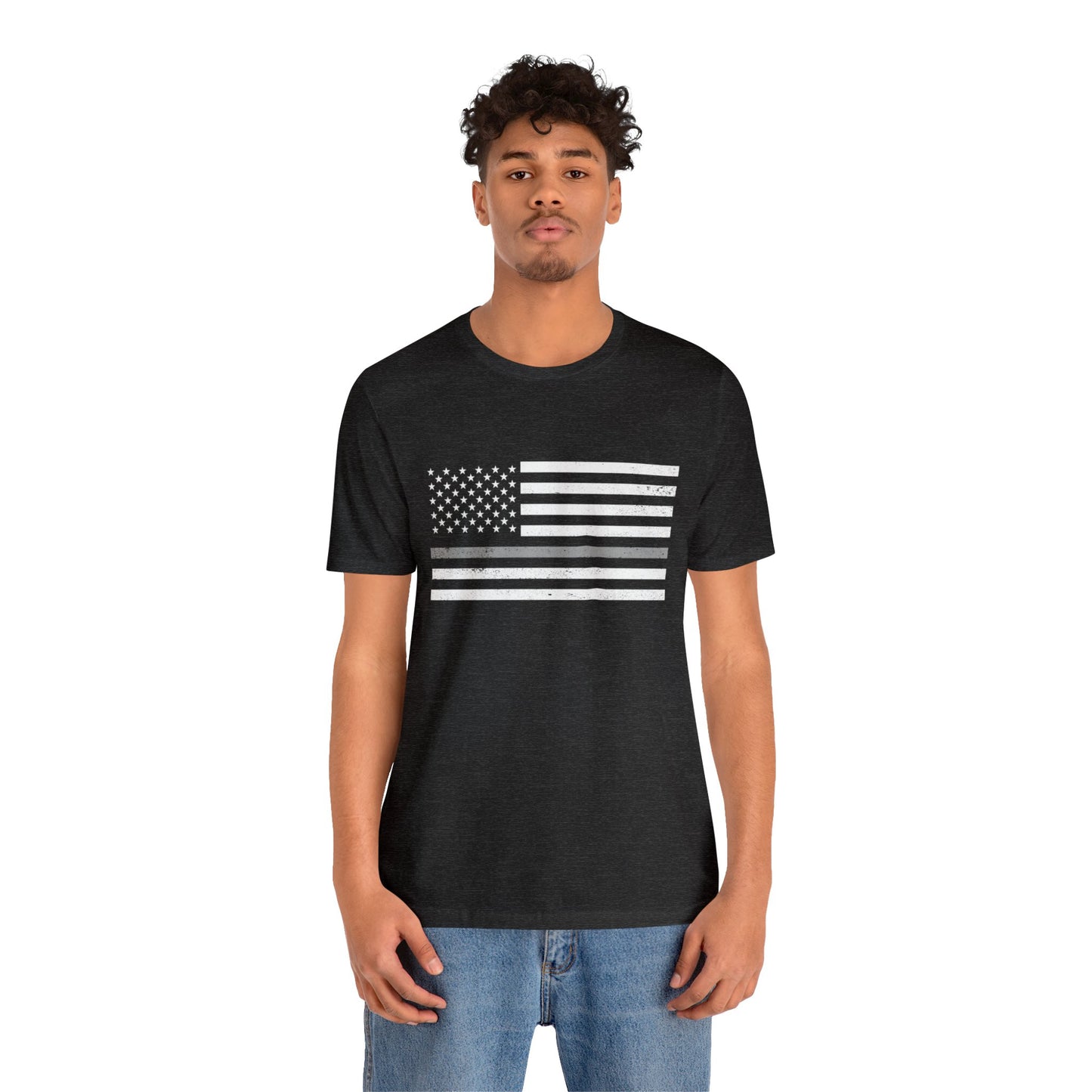 Unisex Jersey Short Sleeve Tee - Thin Silver Line