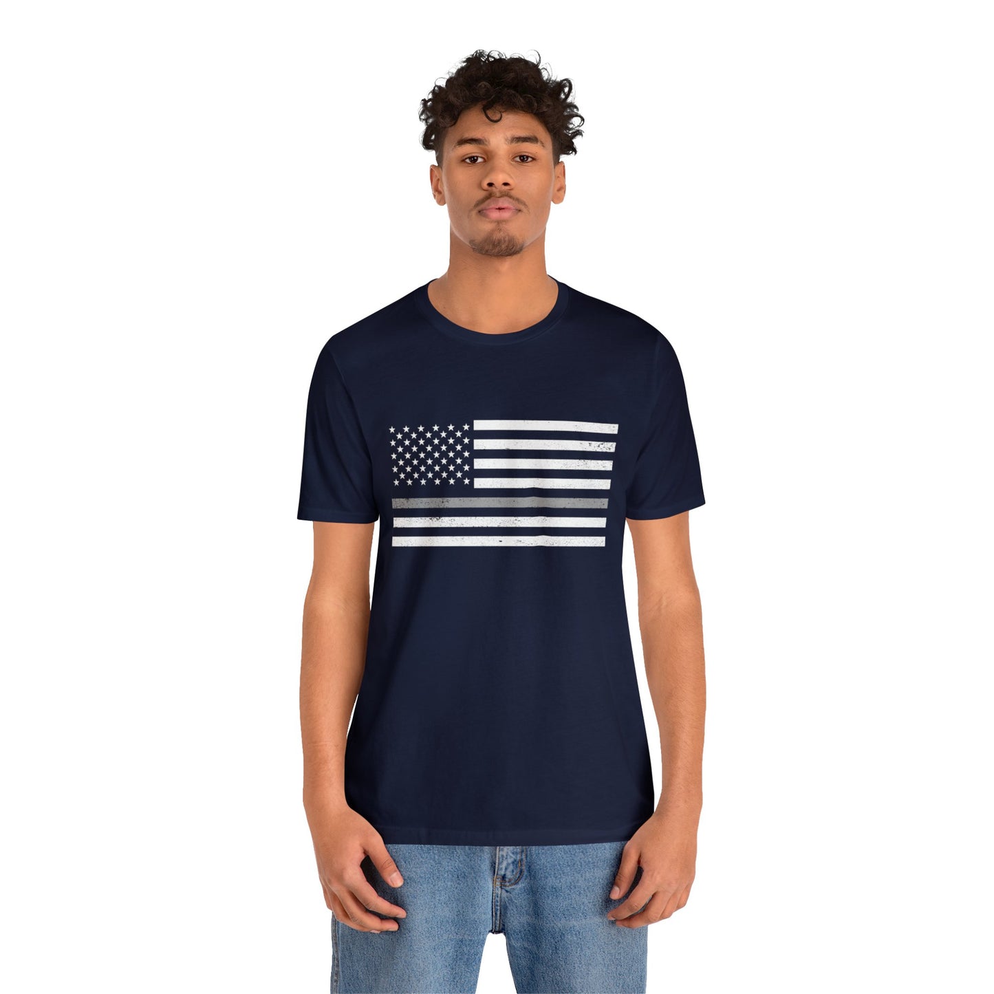 Unisex Jersey Short Sleeve Tee - Thin Silver Line