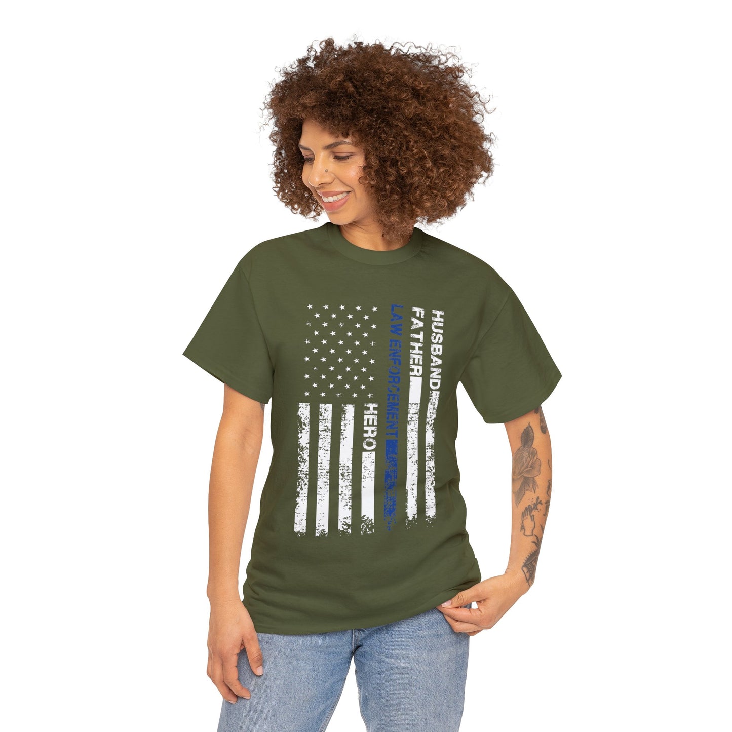 Unisex Heavy Cotton Tee - Thin Blue Line